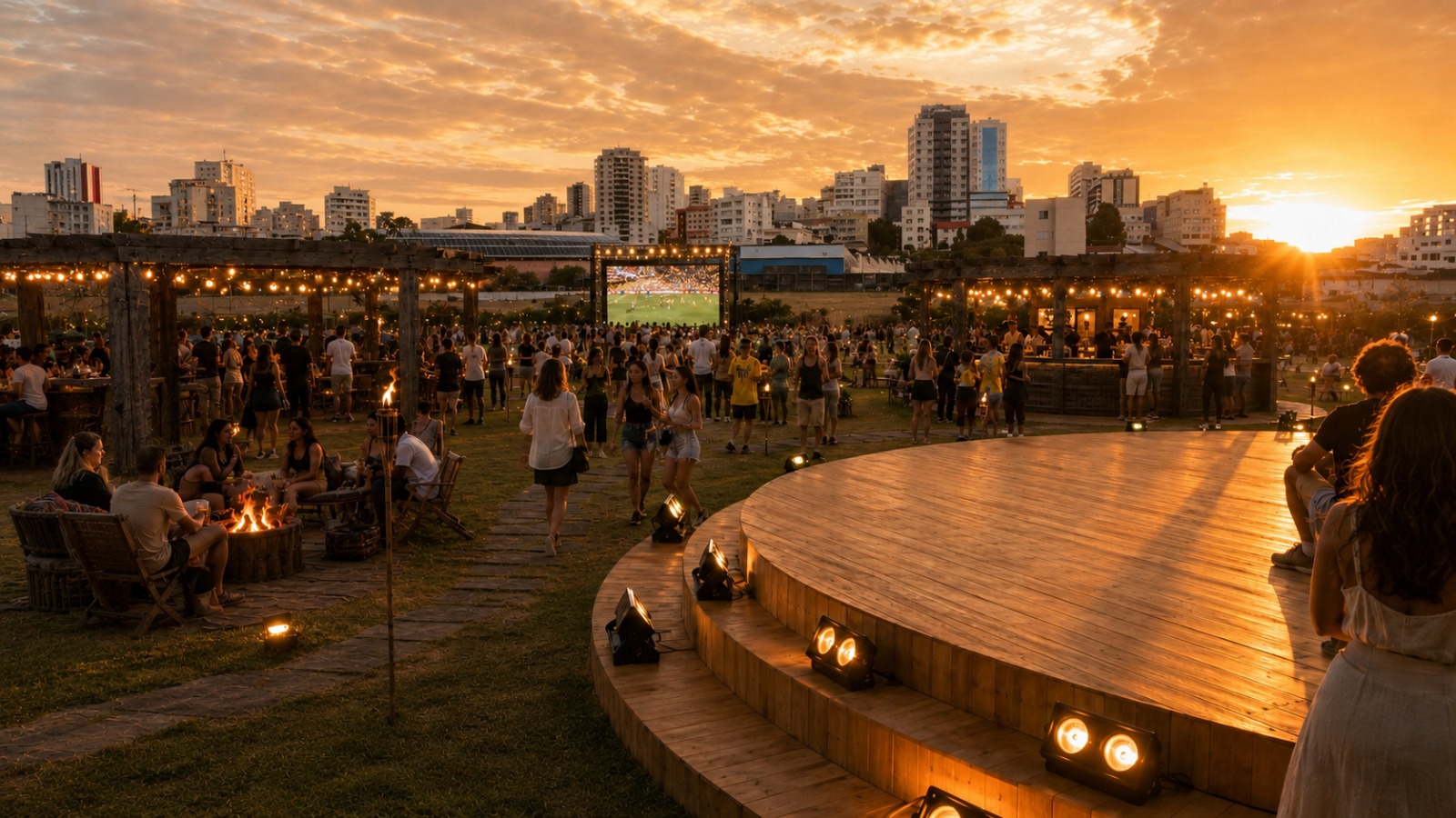 Festival ao ar livre ao pôr do sol em Barbacena